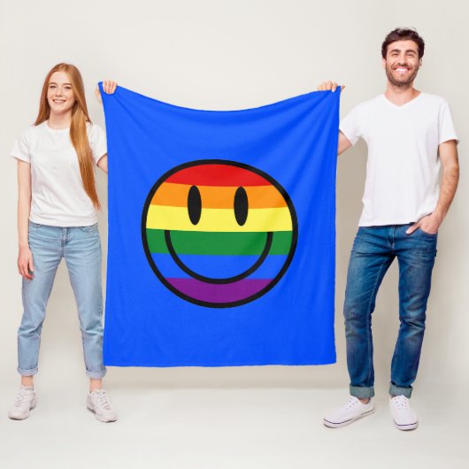 Rainbow Smiley Face Fleece Deken (In situ)