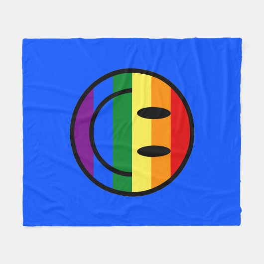 Rainbow Smiley Face Fleece Deken (Voorkant (Horizontaal))
