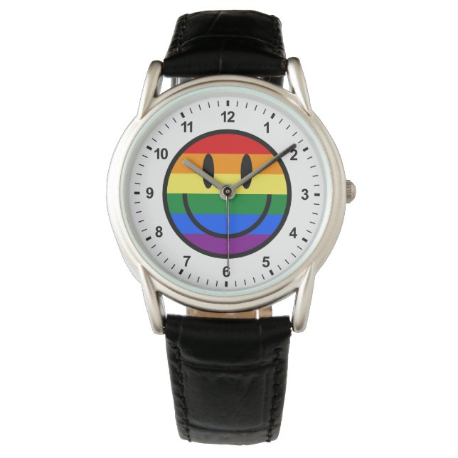 Rainbow Smiley Face Horloge (Voorkant)