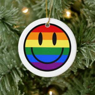 Rainbow Smiley Face Keramisch Ornament