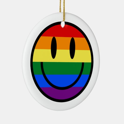 Rainbow Smiley Face Keramisch Ornament (Rechts)