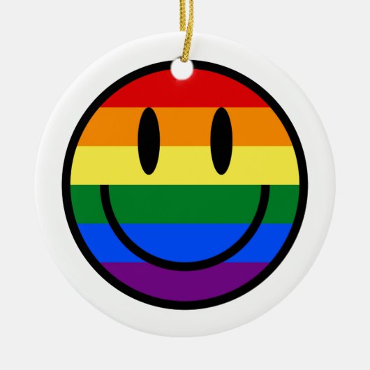 Rainbow Smiley Face Keramisch Ornament (Voorkant)