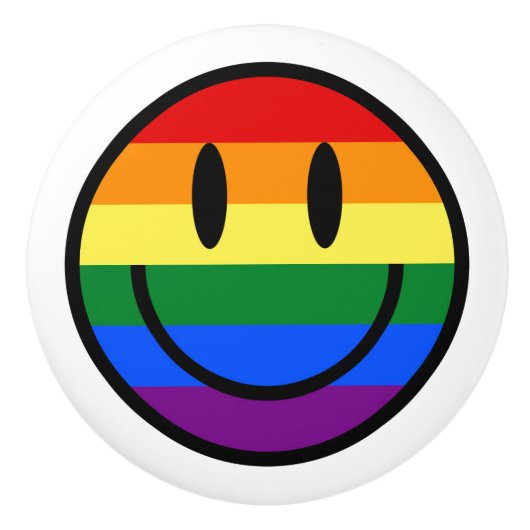 Rainbow Smiley Face Keramische Knop (Voorkant)
