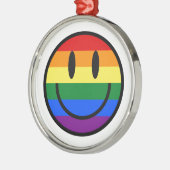 Rainbow Smiley Face Metalen Ornament (Links)