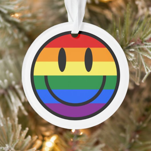 Rainbow Smiley Face Ornament (Boom)