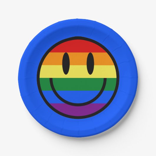 Rainbow Smiley Face Papieren Bordje (Voorkant)