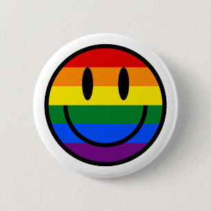 Rainbow Smiley Face Ronde Button 5,7 Cm