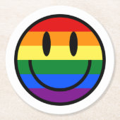 Rainbow Smiley Face Ronde Kartonnen Onderzetter (Voorkant)
