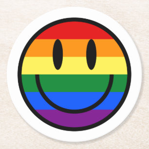 Rainbow Smiley Face Ronde Kartonnen Onderzetter