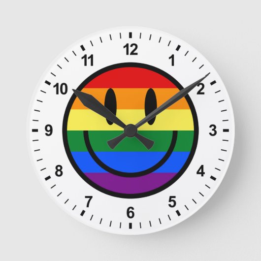 Rainbow Smiley Face Ronde Klok (Voorkant)