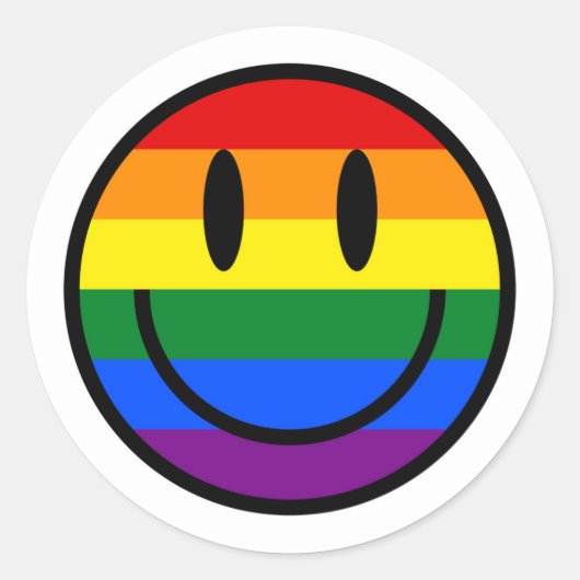 Rainbow Smiley Face Ronde Sticker (Voorkant)