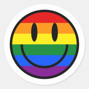 Rainbow Smiley Face Ronde Sticker