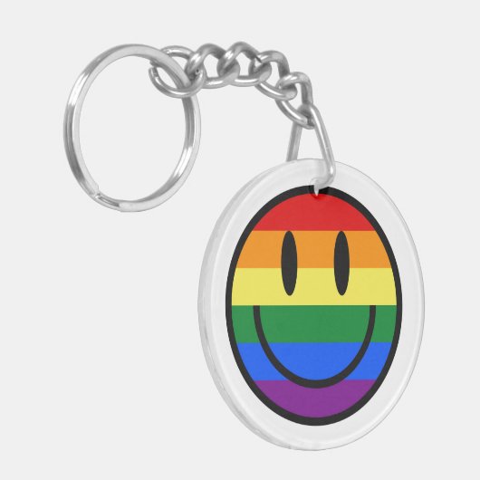 Rainbow Smiley Face Sleutelhanger (Voorkant Links)