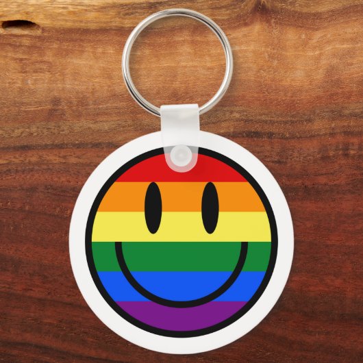 Rainbow Smiley Face Sleutelhanger (Voorkant)