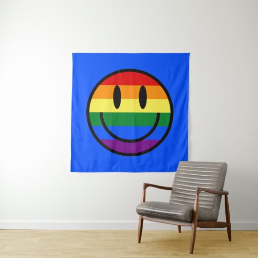 Rainbow Smiley Face Wandkleed (In situ)
