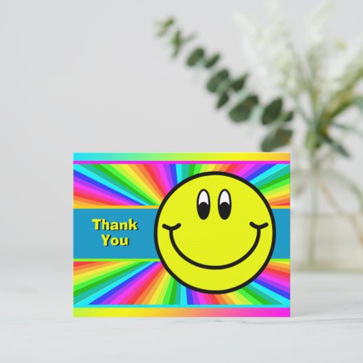 Rainbow Smiling Face Emoji Dank u Briefkaart (Staand voorkant)