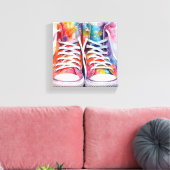 Rainbow Sneakers Waterverf Canvas Afdruk (Insitu (Woonkamer))