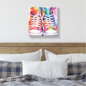 Rainbow Sneakers Waterverf Canvas Afdruk (Insitu (Slaapkamer))