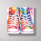 Rainbow Sneakers Waterverf Canvas Afdruk (Voorkant)