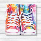 Rainbow Sneakers Waterverf Canvas Afdruk