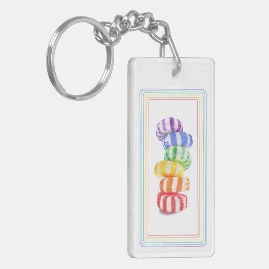 RAINBOW SNOEP Acrylrechthoekige Sleutelhanger (Voorkant Links)