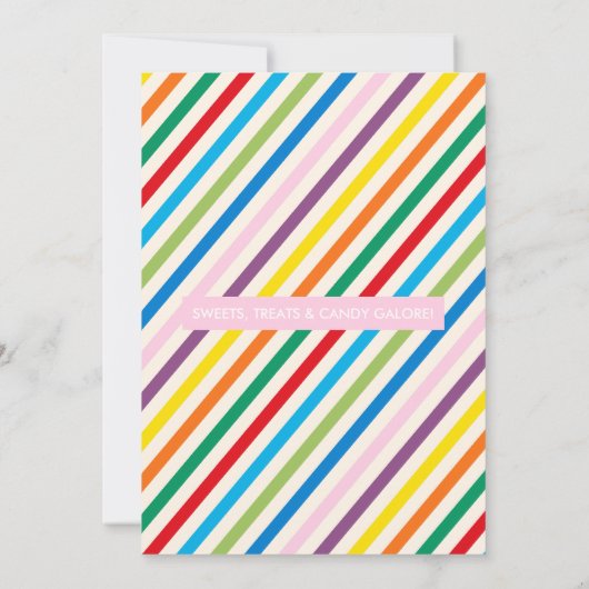 Rainbow Snoep Birthday Party-uitnodiging Kaart (Achterkant)