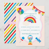 Rainbow Snoep Birthday Party-uitnodiging Kaart (Voorkant / Achterkant)