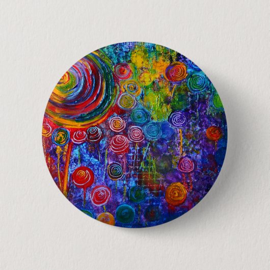 Rainbow Snoep Colorful Swirls Art Design Ronde Button 5,7 Cm (Voorkant)