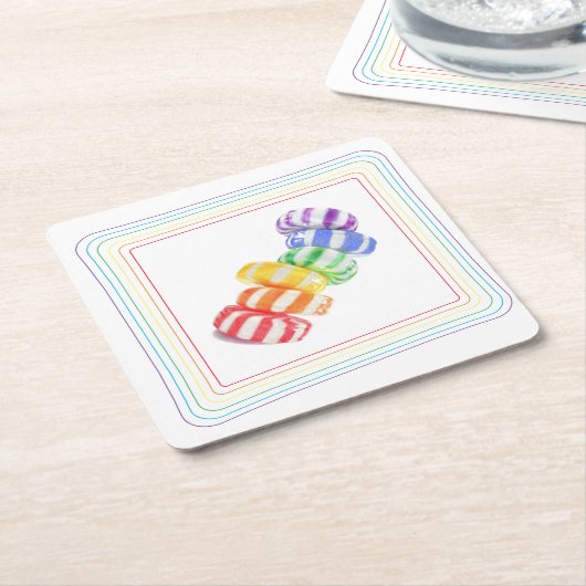 RAINBOW SNOEP Diamond Paper Onderzetters (Schuin)