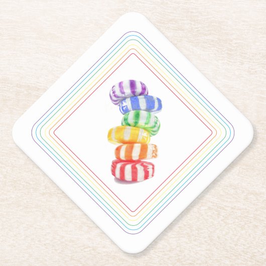 RAINBOW SNOEP Diamond Paper Onderzetters (Voorkant)
