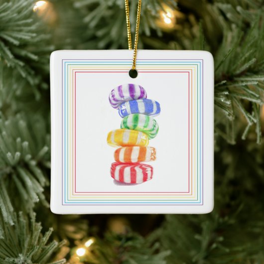 RAINBOW SNOEP keramisch vierkant Ornament (Boom)