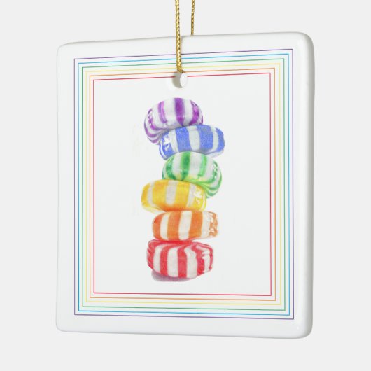 RAINBOW SNOEP keramisch vierkant Ornament (Links)