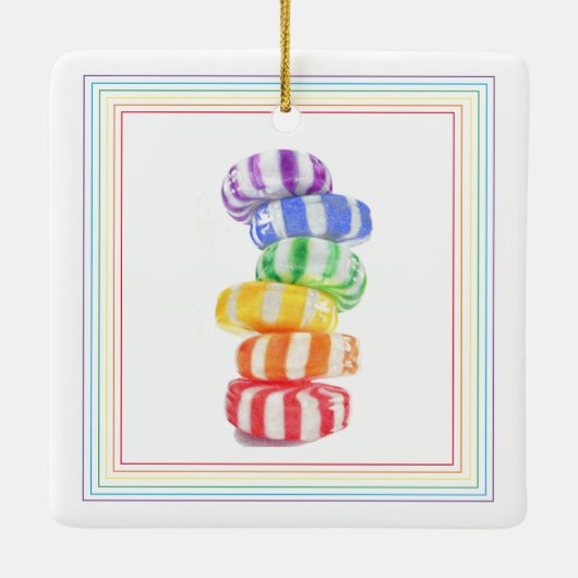 RAINBOW SNOEP keramisch vierkant Ornament (Achterkant)