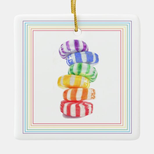 RAINBOW SNOEP keramisch vierkant Ornament (Voorkant)
