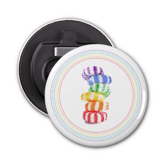 RAINBOW SNOEP Knop Fles Open Button Flesopener (Voorkant)