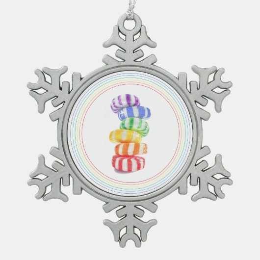 RAINBOW SNOEP Pewter Sneeuwvlok Ornament (Voorkant)