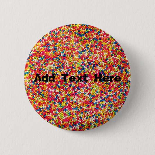 Rainbow Snoep Sprinkles Ronde Button 5,7 Cm (Voorkant)