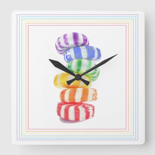 RAINBOW SNOEP Square Wall klok (Voorkant)