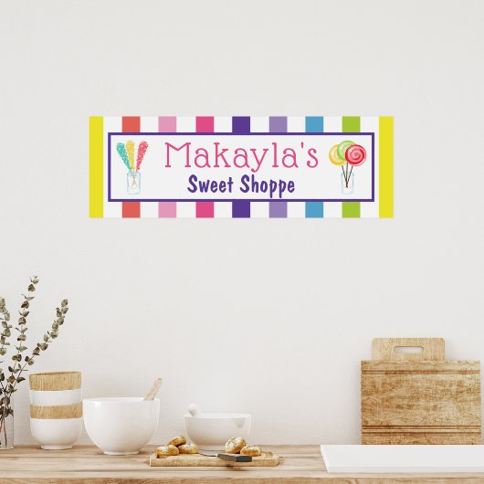 Rainbow Snoep Sweet Shoppe Custom Name Birthday Poster (Keuken)