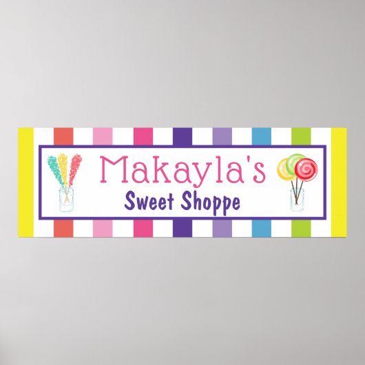 Rainbow Snoep Sweet Shoppe Custom Name Birthday Poster (Voorkant)