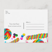 Rainbow Snoep Sweet Verjaardagsfeest Bewaar de dat Aankondigingskaart (Achterkant)