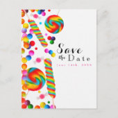 Rainbow Snoep Sweet Verjaardagsfeest Bewaar de dat Aankondigingskaart (Voorkant)