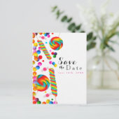 Rainbow Snoep Sweet Verjaardagsfeest Bewaar de dat Aankondigingskaart (Staand voorkant)