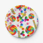 Rainbow Snoep Sweet verjaardagsfeestje Candyland Papieren Bordje (Voorkant)