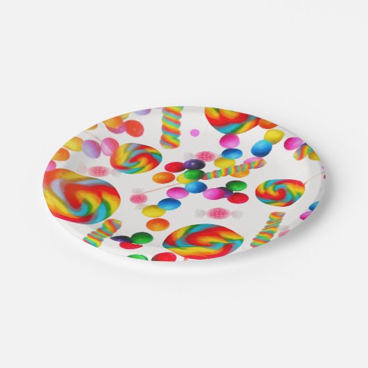 Rainbow Snoep Sweet verjaardagsfeestje Candyland Papieren Bordje (Gekanteld)