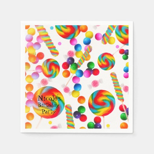 Rainbow Snoep Sweet verjaardagsfeestje Candyland Servetten (Voorkant)