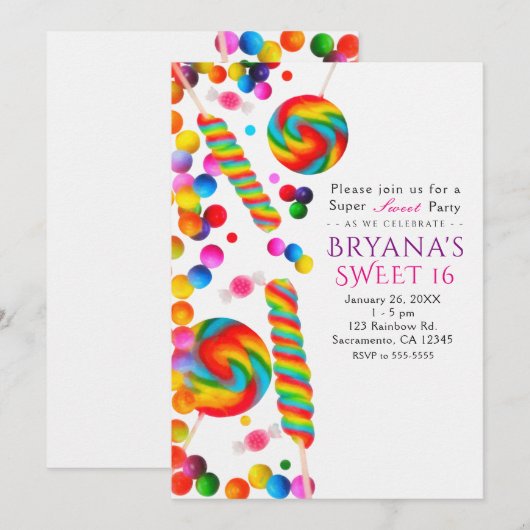 Rainbow Snoep Sweet verjaardagsfeestjes Kaart (Voorkant / Achterkant)