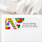 Rainbow Snoep Sweet Verjaardagsfeestuitnodiging Etiket (Insitu)