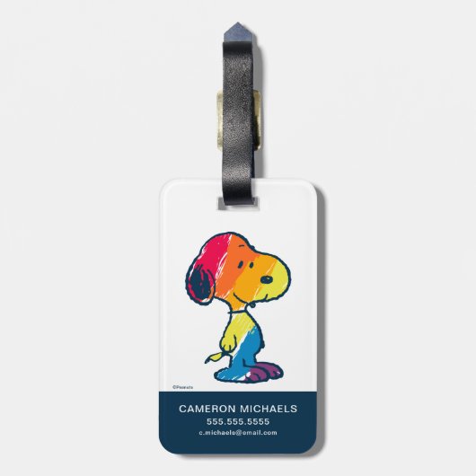 Rainbow Snoopy Bagagelabel (Achterkant verticaal)