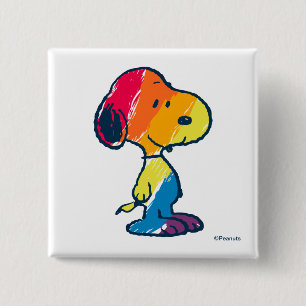 Rainbow Snoopy Vierkante Button 5,1 Cm